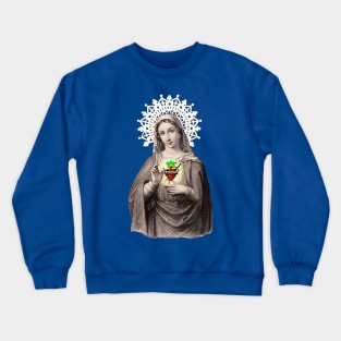 Blessed Virgin Mary Antique Lace Holy Card Crewneck Sweatshirt